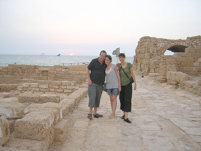 Eran, Maya, and Rina in Caesarea