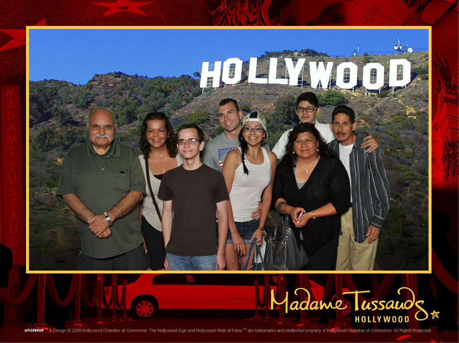 Doing the tourist thing: Big Uncle Tom, Tina, Branden, Shane, Evelyn,and Evelyns mom, Aracely, brother, Carlos, and dad, Jose.